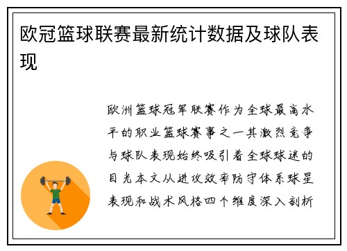 欧冠篮球联赛最新统计数据及球队表现